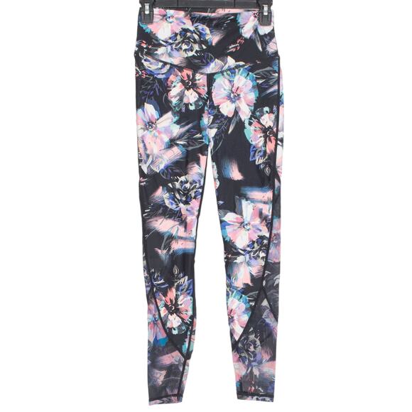 Fabletics Leggings High-Waisted Mesh PureLuxe 7/8 Floral Y2K Athleisure Black XS - Picture 1 of 5